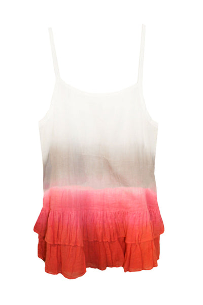 Subtle Luxury Tanks XS/S / Sunset Almost Vintage - Dip Dye Washed Cotton Camisole Flounce Tank