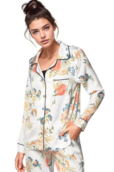 Subtle Luxury Top Bed to Brunch Piper Shirt / L/XL / White Bed to Brunch Piper Shirt | Soft Bouquet Print | Subtle Luxury