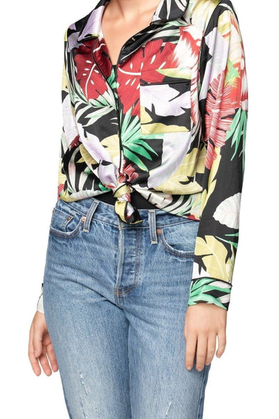 Subtle Luxury Top Bed to Brunch Piper Shirt / XS/S / Black Bed to Brunch Piper Shirt | Aloha Paradise Print