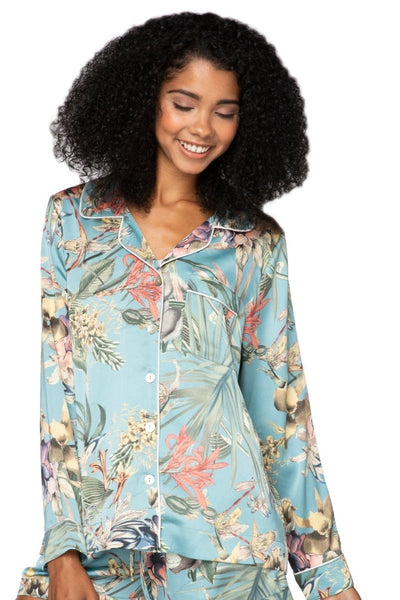 Subtle Luxury Top Bed to Brunch Piper Shirt / XS/S / Blue Bed to Brunch Piper Shirt | Tropical Escape Print | Subtle Luxury