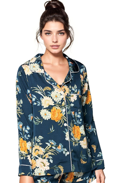 Subtle Luxury Top Bed to Brunch Piper Shirt / XS/S / Navy Bed to Brunch Piper Shirt | Soft Bouquet Print | Subtle Luxury