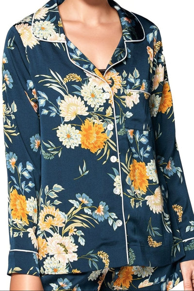 Subtle Luxury Top Bed to Brunch Piper Shirt / XS/S / Navy Bed to Brunch Piper Shirt | Soft Bouquet Print | Subtle Luxury