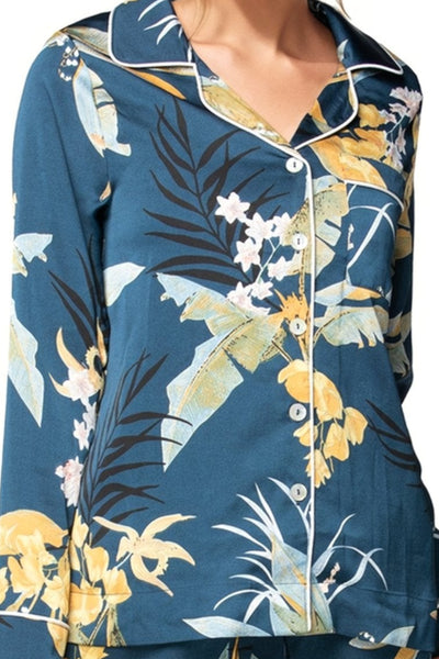 Subtle Luxury Top Bed to Brunch Piper Shirt / XS/S / Navy Bed to Brunch Piper Shirt | Tropical Garden Print | Subtle Luxury
