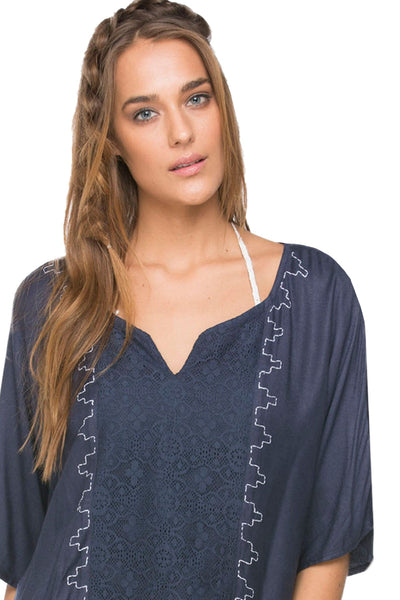 Subtle Luxury Top Castaway Open Neck Twill Top in Ombre Dip Dye