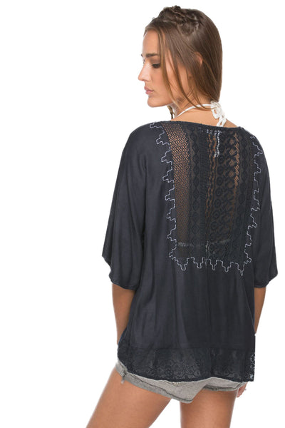 Subtle Luxury Top Castaway Open Neck Twill Top in Ombre Dip Dye