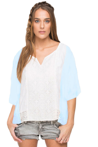 Subtle Luxury Top Castaway Open Neck Twill Top in Ombre Dip Dye