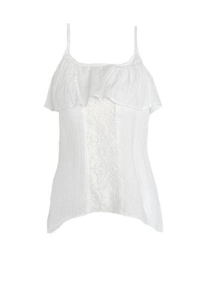 Subtle Luxury Top Isabelle Tank / XS/S / White on White Solid Almost Vintage - Isabelle Washed Cotton Gauze Dip Dye and Solid Camisole Tank
