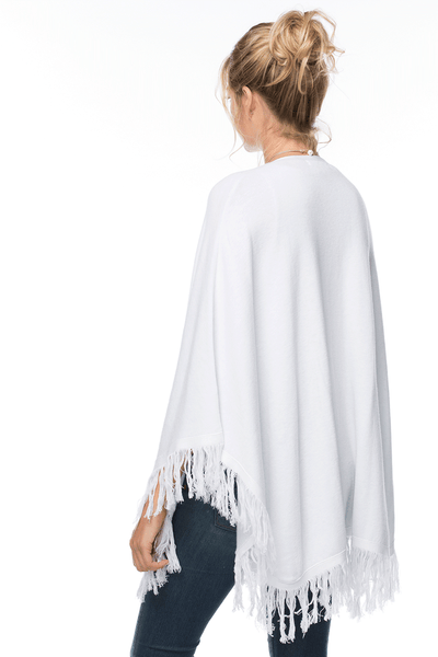 Subtle Luxury Wrap Double Knit Sweater Knit Fringe Poncho - Zen Blend