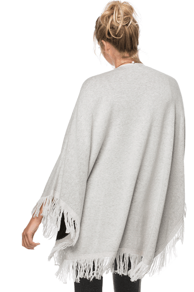 Subtle Luxury Wrap Double Knit Sweater Knit Fringe Poncho - Zen Blend