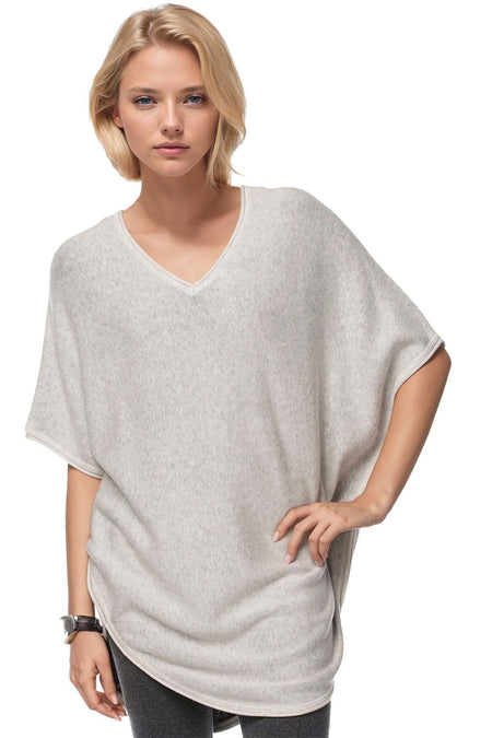 Adalyn Double Layer Cotton Cashmere V neck Sweater