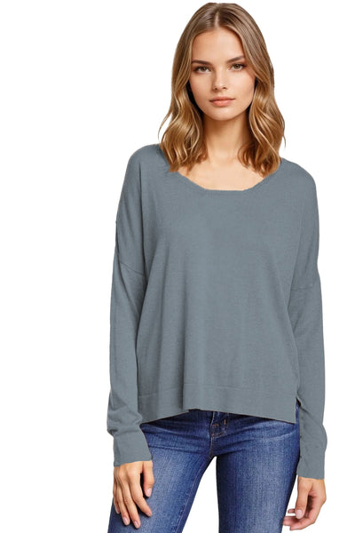 Tencil ™ Cashmere Blend Drape Back Crop Crewneck Sweater - Subtle Luxury