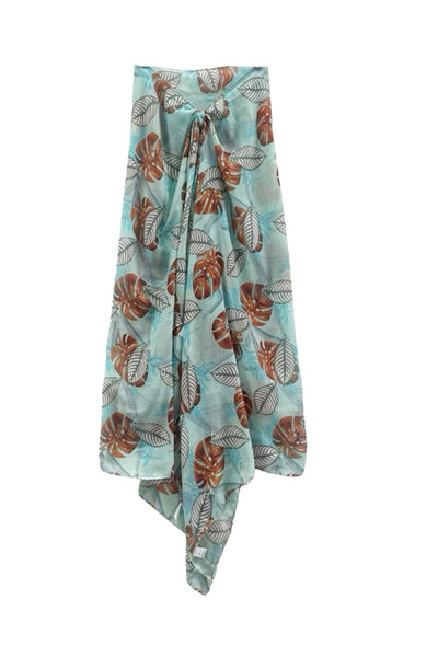 Tiki Hut MInt Coco Print Scarf Wrap Sarong - Subtle Luxury