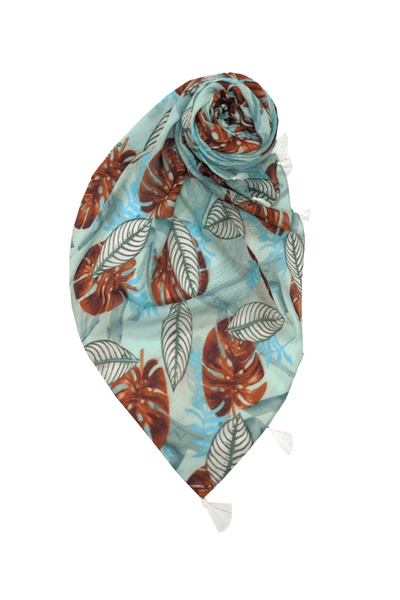 Tiki Hut MInt Coco Print Scarf Wrap Sarong - Subtle Luxury