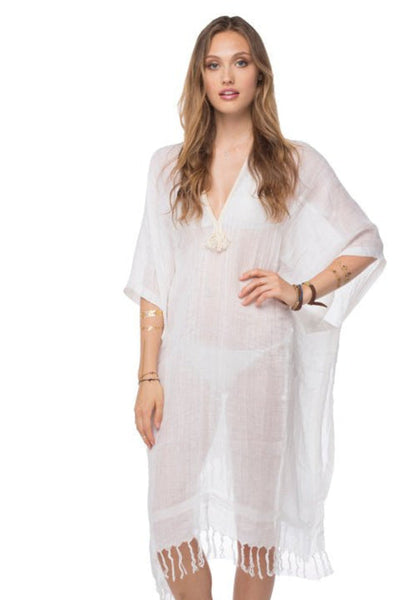 Washed LInen Rayon Kaftan Coverup - Subtle Luxury
