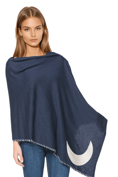 Zen Blend Poncho Convertible Wrap with Stitched Embroidery Sayings - Subtle Luxury