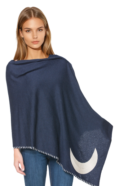 Zen Blend Poncho Sweater Zen Blend Poncho Convertible Wrap with Stitched Embroidery Sayings
