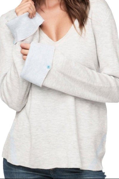 Zen Blend Sophia Cuffed V - neck Pullover Sweater Sale - Subtle Luxury