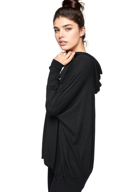 Inside Out Chunky Cotton Blend Pullover - Black with "RELAX" hand embroidery
