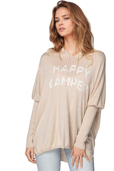 Zen Blend Sweater S/M / OW-Oatmeal / Happy Camper Zen "Reese" Hoodie Pullover Sweater in Embroidery Stitch Sayings
