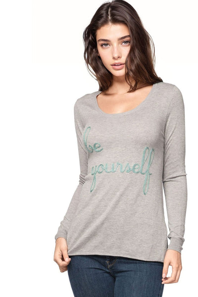 Zen Blend Sweater XS/S / Smoke / be yourself Zen Crewneck Sweater with "be yourself" Embroidery Stitch On Sale Now
