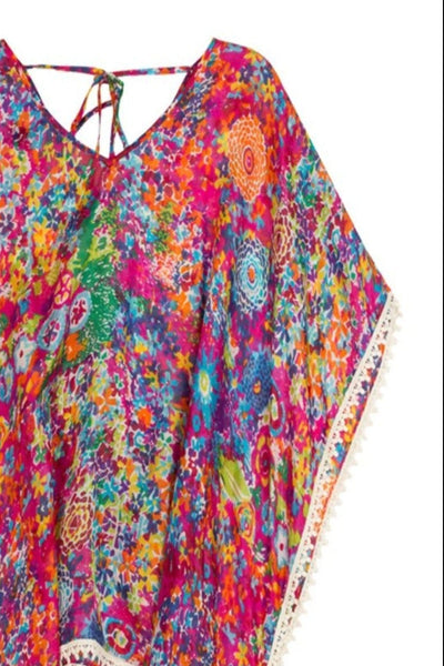 Almost Vintage | 100% Silk Print V Neck Top on Sale Now - Subtle Luxury
