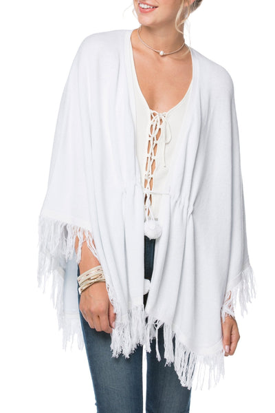 Double Knit Poncho w/ Fringe - Zen Blend - Subtle Luxury