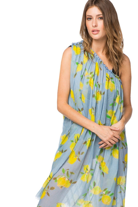 Open Shoulder Dress in Athena Print - Lime