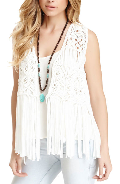 Macrame Vest with Fringe - Subtle Luxury
