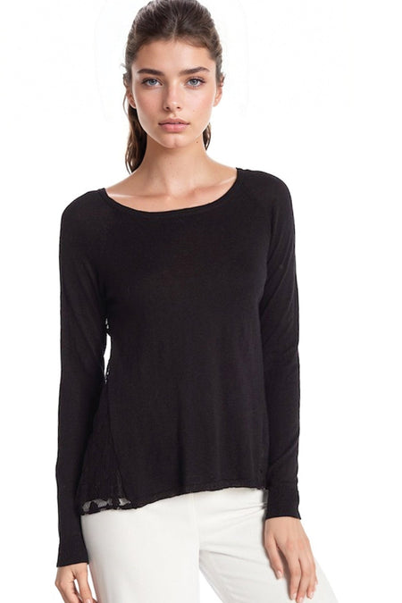 Jane Drop Shoulder Crewneck Sweater with Stitched Embroidery