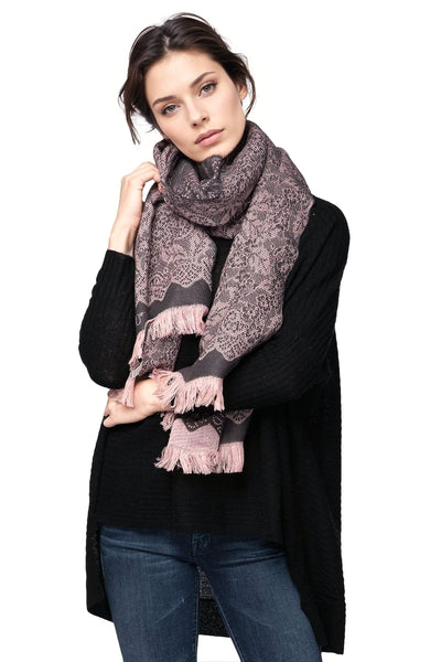 Spun Scarves Wrap Pink / One Size Snowflake Intarsia Blanket Wrap