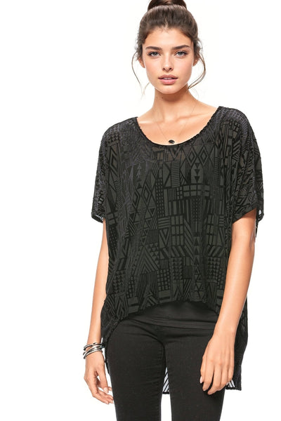 Stretch Velvet Tee in Burn Out Patterns - Subtle Luxury