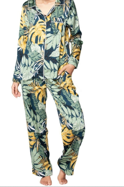 Subtle Luxury Top Bed to Brunch Piper PJ Set / S/M / Navy Piper PJ Top/Pant Set | Leafy Palm Print | Subtle Luxury