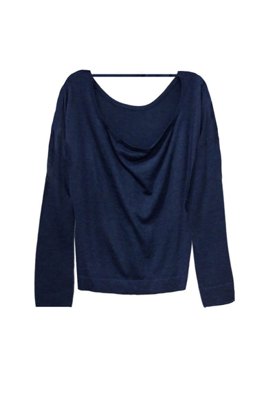 Tencil ™ Cashmere Blend Drape Back Crop Crewneck Sweater - Subtle Luxury