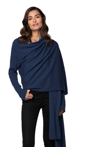 100% Cashmere Four Way Travel Sweater Wrap in Fall Colors - Subtle Luxury