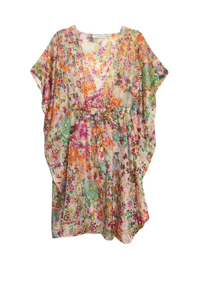100% Silk Print Tunic Kaftan Top - Subtle Luxury