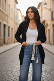 100% Cashmere Cocoon Shawl Sweater Jacket | Fall Black 2