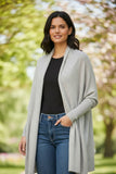 100% Cashmere Cocoon Shawl Sweater Jacket | Fall Lt Grey 2