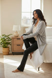 100% Cashmere Cocoon Shawl Sweater Jacket | lt Grey 3