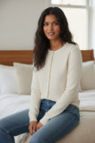 100% Cashmere Favorite Button Up Cardigan Sweater Knit snow ivory