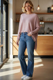 100% Cashmere Loose & Easy Cre 2wneck Favorite Sweater rose dust