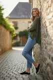 100% Cashmere Loose & Easy Crewneck Luxury Favorite Sweater aspen green