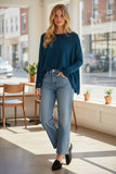 100% Cashmere Loose & Easy Crewneck Luxury Favorite Sweater deep sea blue