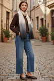 100% Cashmere Luxury Wrap Scarf in Ombre Dye black cream