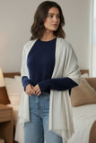 100% Cashmere Tissue Weight Aspen Luxury Scarf Wrap ivory grey 3