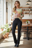 100% Silk Print Crop Drawstring Top with Sweater Rib Cuffs Bright Abstract
