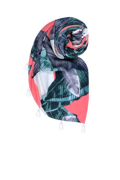 Neon Tropics Grapefruit Green Print Scarf Wrap Sarong