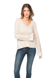 Zen Blend Sophia Cuffed V-neck Pullover Soft and Cozy Sweater
