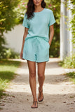 Double Cotton Gauze Getaway Lounge Solid Drawstring Short