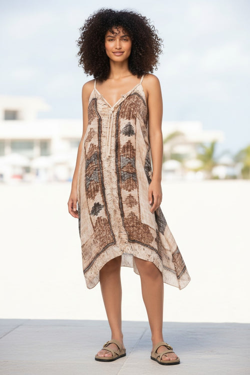 Rita Reversible Sundress Coverup in Oregon Trail Aztec Print