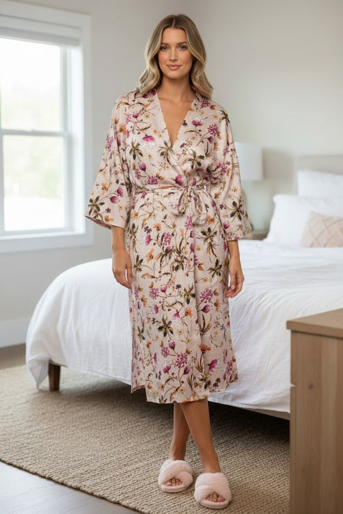Kimono Coverup Wrap Robe in Mystic Floral Print